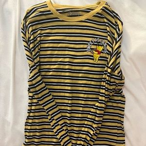 "Sweet as can be" Black, Yellow, and White Striped Winnie the Pooh long sleeve S